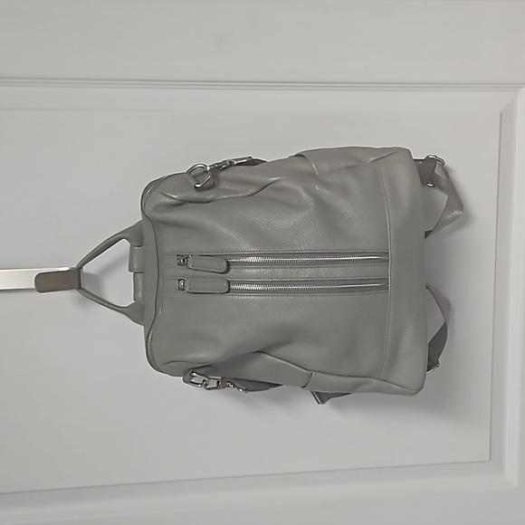 None Handbags - Convertible Backpack to Tote Dark Gray Pockets Travel Daily Leatherette